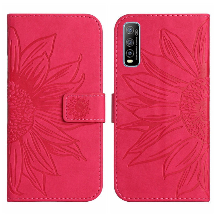 For vivo Y70S/iQOO U1/Y51S Skin Feel Sun Flower Pattern Flip Leather Phone Case with Lanyard