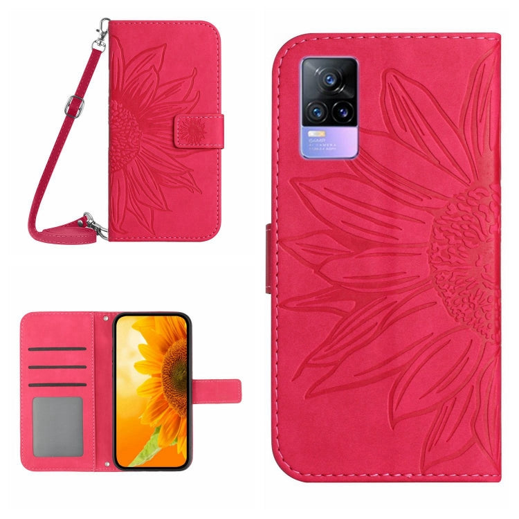 For vivo Y73 2021/V21E Skin Feel Sun Flower Pattern Flip Leather Phone Case with Lanyard