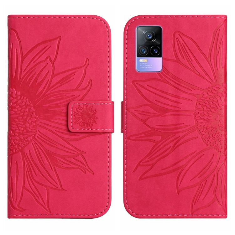 For vivo Y73 2021/V21E Skin Feel Sun Flower Pattern Flip Leather Phone Case with Lanyard