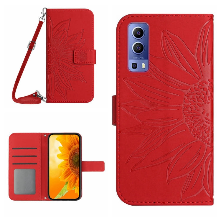For vivo Y72 5G/iQOO Z3/Y52 5G/Y53S Skin Feel Sun Flower Pattern Flip Leather Phone Case with Lanyard