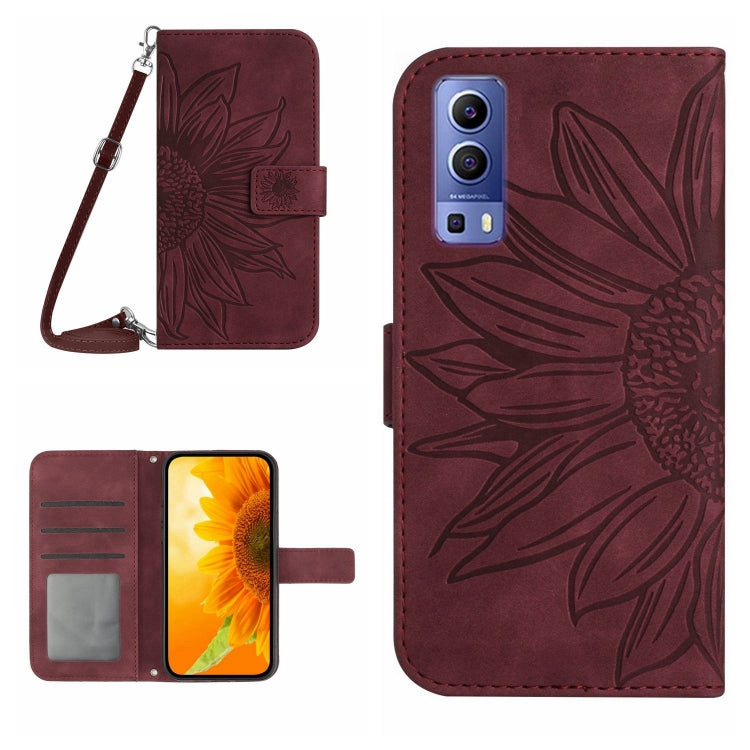 For vivo Y72 5G/iQOO Z3/Y52 5G/Y53S Skin Feel Sun Flower Pattern Flip Leather Phone Case with Lanyard