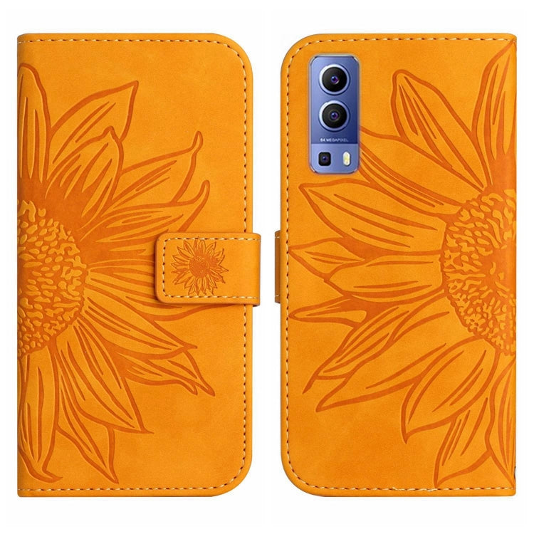 For vivo Y72 5G/iQOO Z3/Y52 5G/Y53S Skin Feel Sun Flower Pattern Flip Leather Phone Case with Lanyard