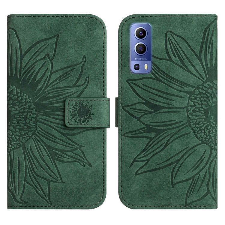 For vivo Y72 5G/iQOO Z3/Y52 5G/Y53S Skin Feel Sun Flower Pattern Flip Leather Phone Case with Lanyard