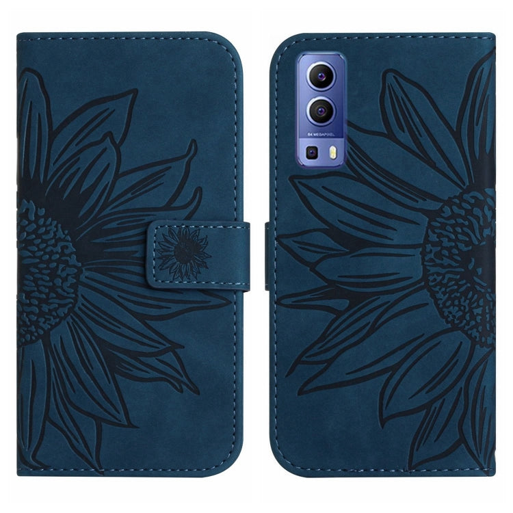 For vivo Y72 5G/iQOO Z3/Y52 5G/Y53S Skin Feel Sun Flower Pattern Flip Leather Phone Case with Lanyard