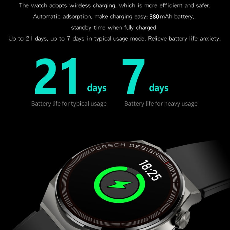 MD3MAX Porsche Ver 1.39 inch Round Screen TPU Strap Smart Watch Supports Heart Rate Monitoring/Blood Oxygen Monitoring