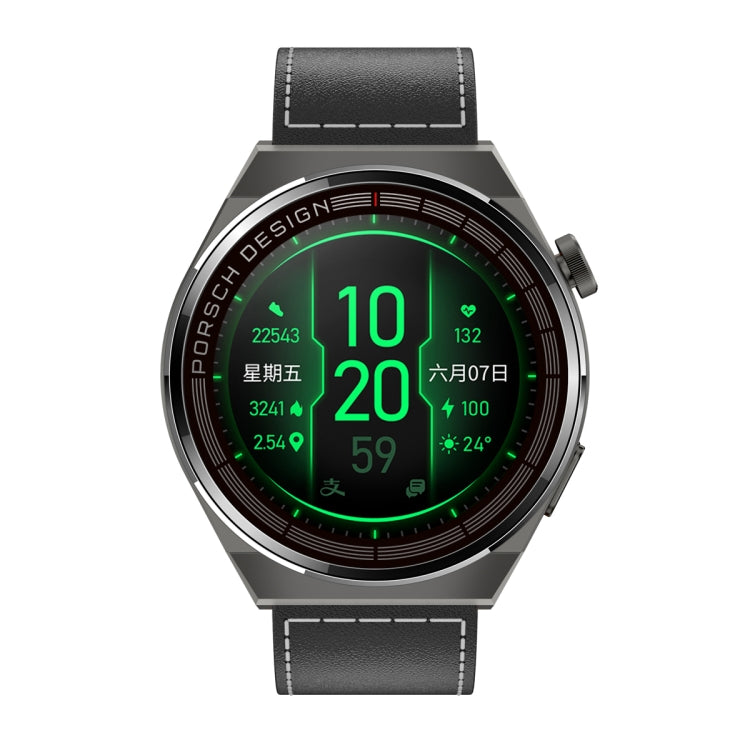 MD3MAX Porsche Ver 1.39 inch Round Screen Leather Strap Smart Watch Supports Heart Rate Monitoring/Blood Oxygen Monitoring