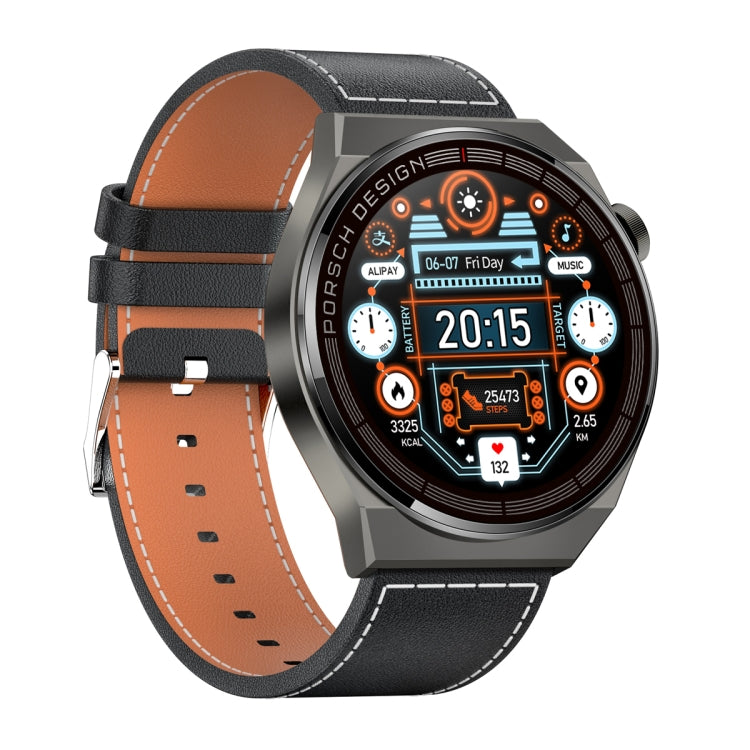 MD3MAX Porsche Ver 1.39 inch Round Screen Leather Strap Smart Watch Supports Heart Rate Monitoring/Blood Oxygen Monitoring
