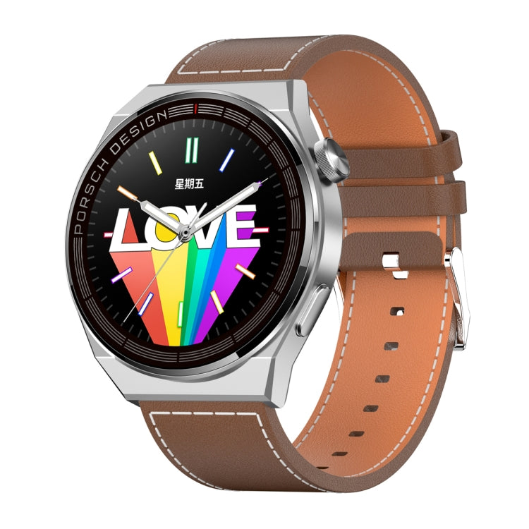 MD3MAX Porsche Ver 1.39 inch Round Screen Leather Strap Smart Watch Supports Heart Rate Monitoring/Blood Oxygen Monitoring