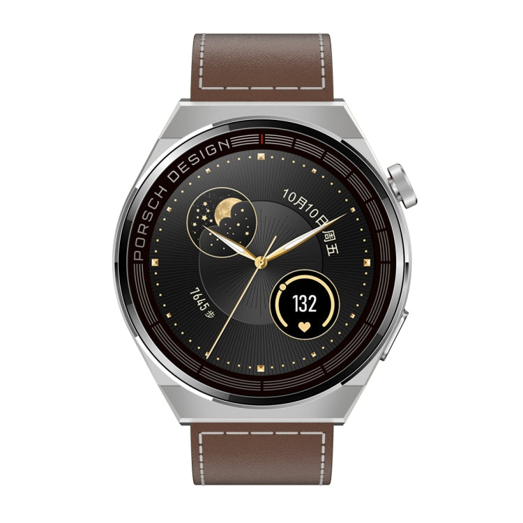 MD3MAX Porsche Ver 1.39 inch Round Screen Leather Strap Smart Watch Supports Heart Rate Monitoring/Blood Oxygen Monitoring
