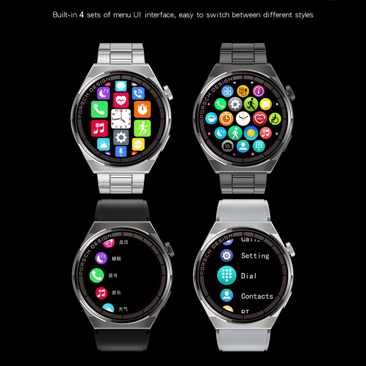 MD3MAX Porsche Ver 1.39 inch Round Screen Leather Strap Smart Watch Supports Heart Rate Monitoring/Blood Oxygen Monitoring