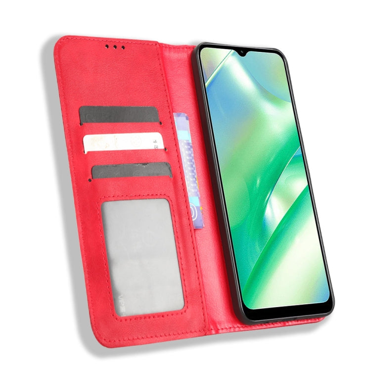 For Realme C33 4G Magnetic Buckle Retro Texture Leather Phone Case