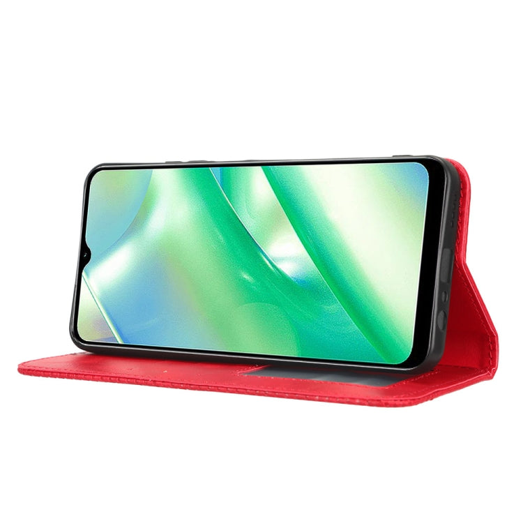 For Realme C33 4G Magnetic Buckle Retro Texture Leather Phone Case