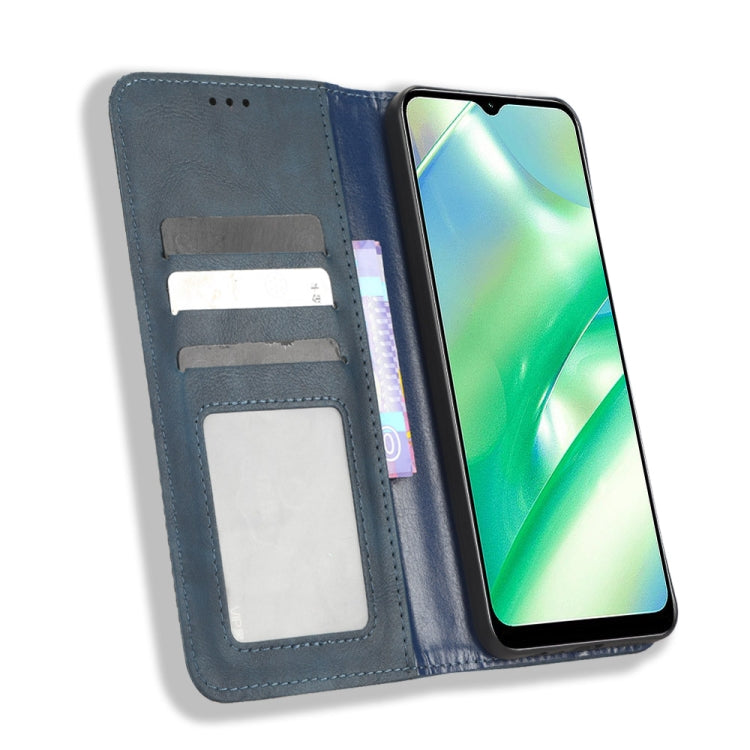 For Realme C33 4G Magnetic Buckle Retro Texture Leather Phone Case