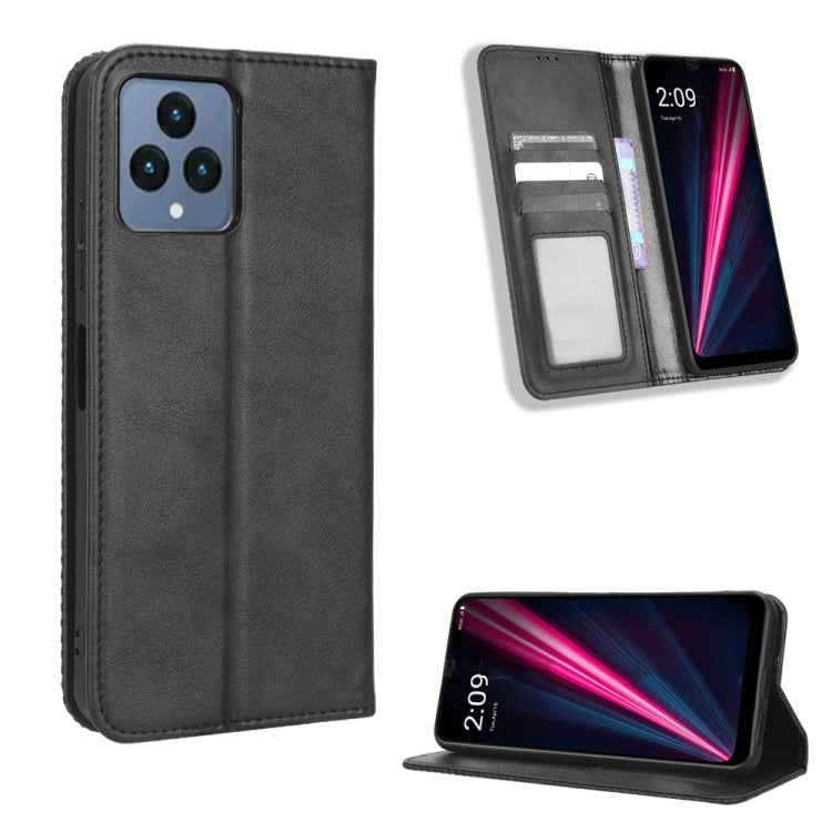 For T-Mobile Revvl 6 5G Magnetic Buckle Retro Texture Leather Phone Case