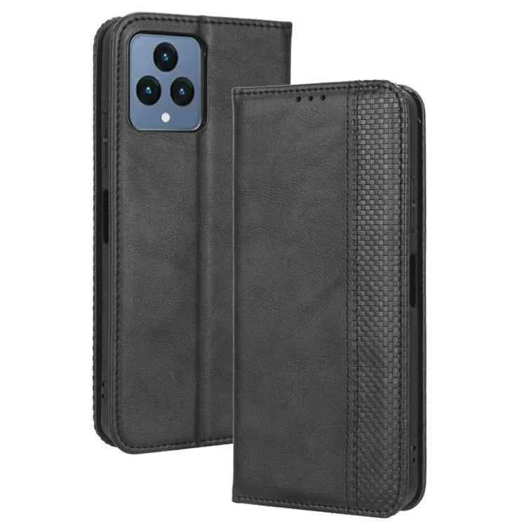 For T-Mobile Revvl 6 5G Magnetic Buckle Retro Texture Leather Phone Case