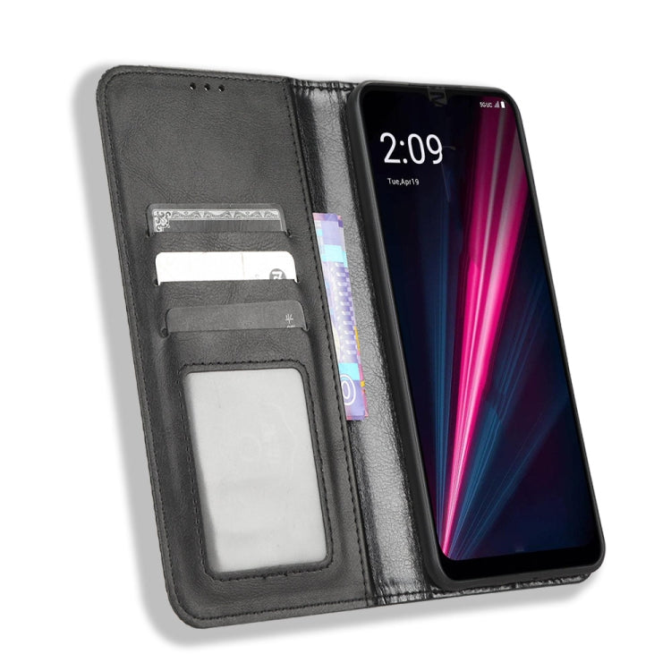 For T-Mobile Revvl 6 5G Magnetic Buckle Retro Texture Leather Phone Case