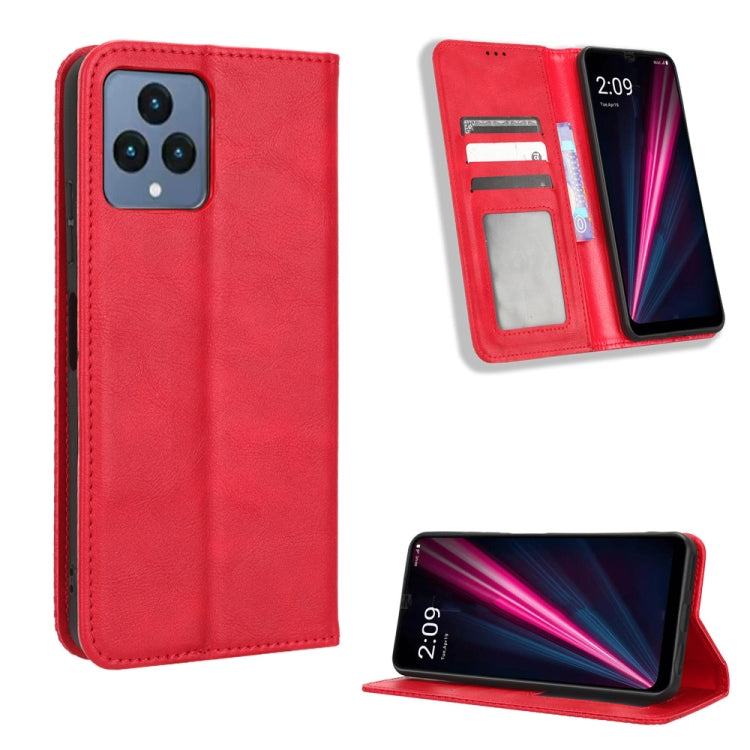 For T-Mobile Revvl 6 5G Magnetic Buckle Retro Texture Leather Phone Case
