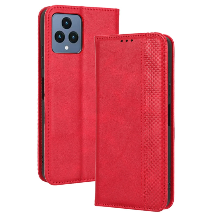 For T-Mobile Revvl 6 5G Magnetic Buckle Retro Texture Leather Phone Case