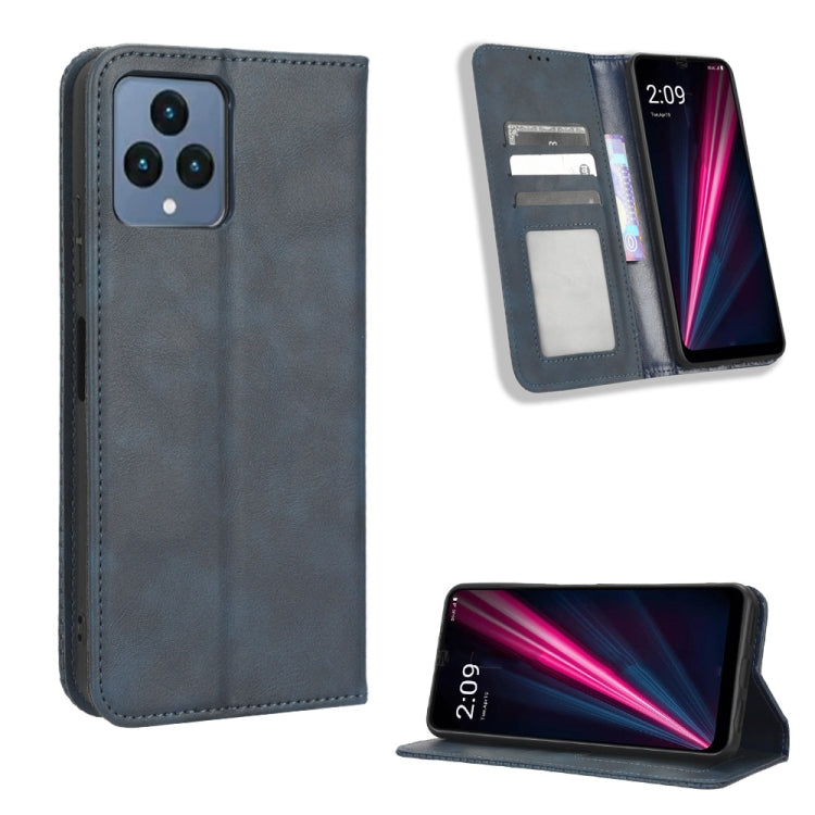 For T-Mobile Revvl 6 5G Magnetic Buckle Retro Texture Leather Phone Case