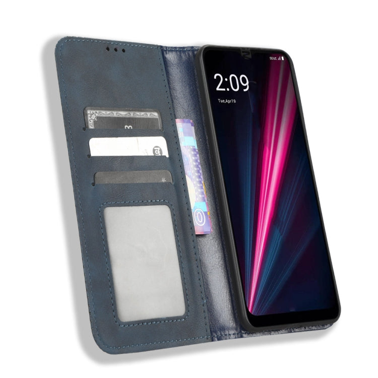 For T-Mobile Revvl 6 5G Magnetic Buckle Retro Texture Leather Phone Case