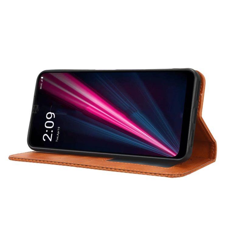 For T-Mobile Revvl 6 5G Magnetic Buckle Retro Texture Leather Phone Case