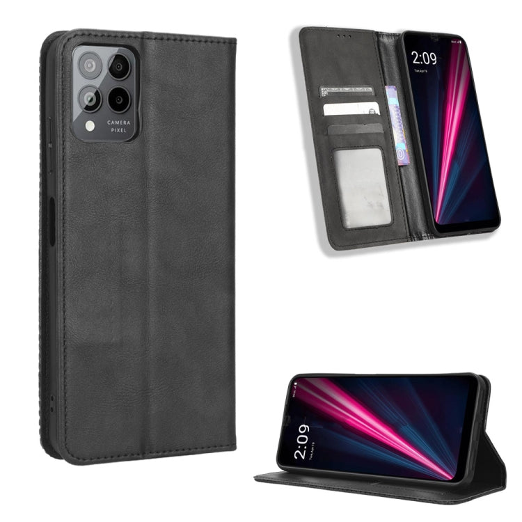 For T-Mobile REVVL 6 Pro 5G Magnetic Buckle Retro Texture Leather Phone Case