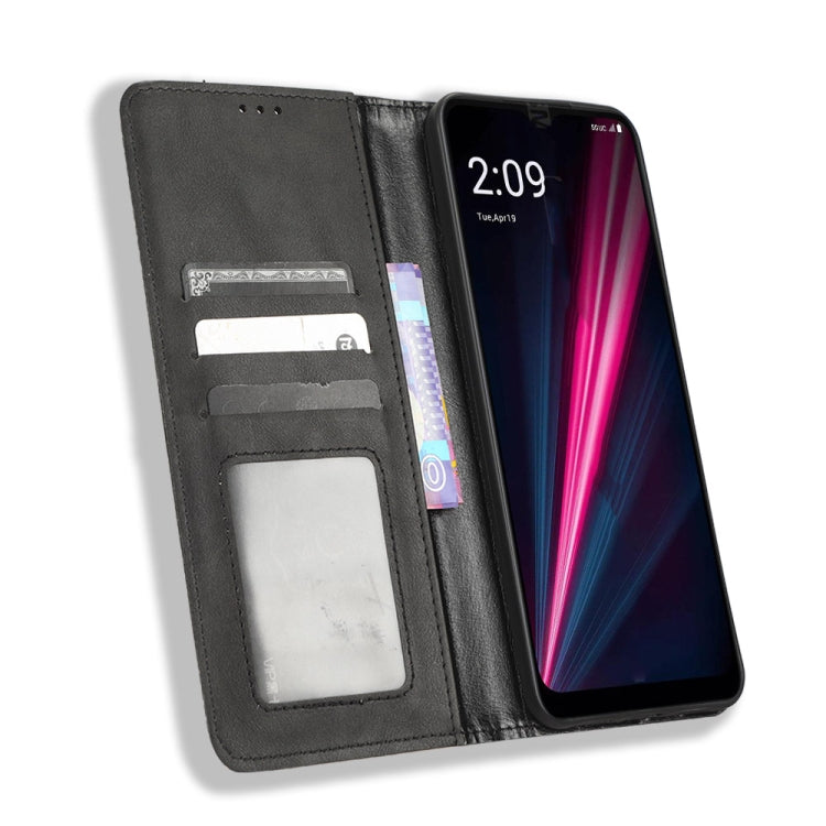 For T-Mobile REVVL 6 Pro 5G Magnetic Buckle Retro Texture Leather Phone Case