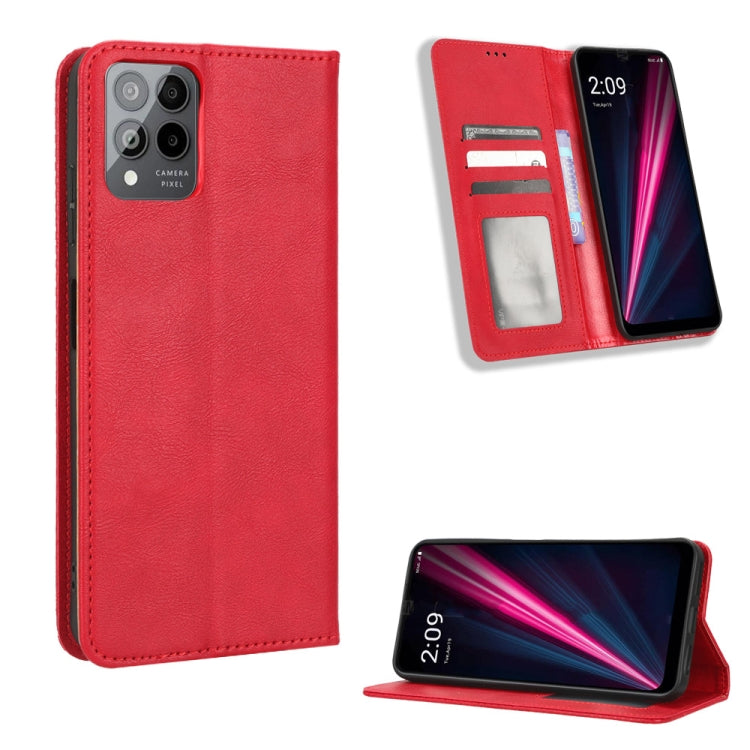For T-Mobile REVVL 6 Pro 5G Magnetic Buckle Retro Texture Leather Phone Case