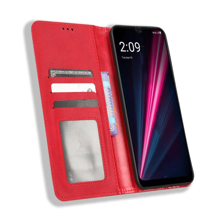 For T-Mobile REVVL 6 Pro 5G Magnetic Buckle Retro Texture Leather Phone Case
