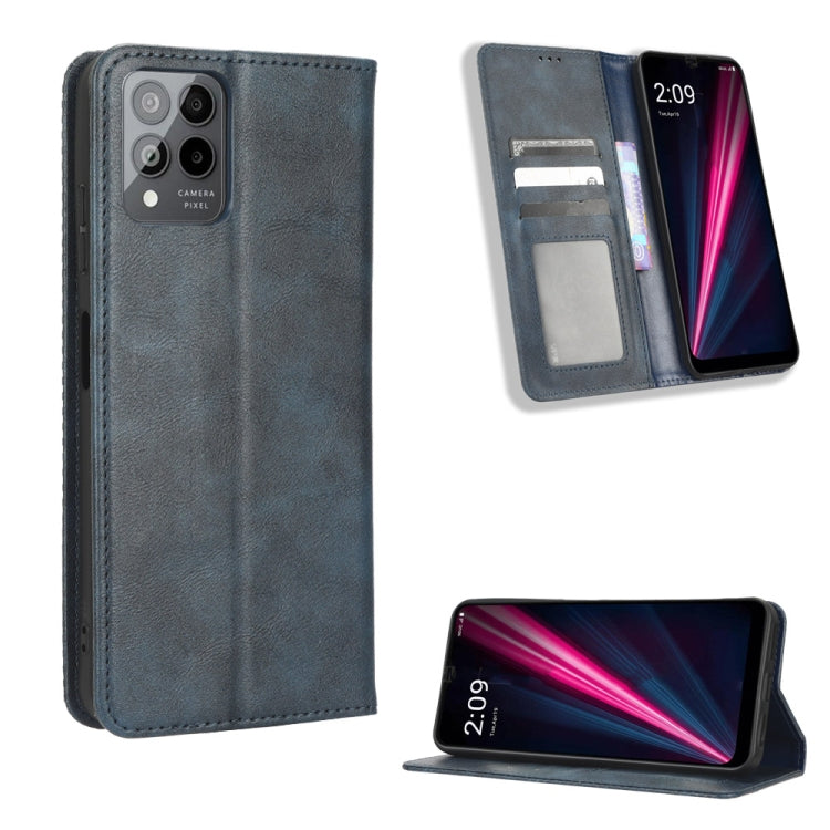 For T-Mobile REVVL 6 Pro 5G Magnetic Buckle Retro Texture Leather Phone Case
