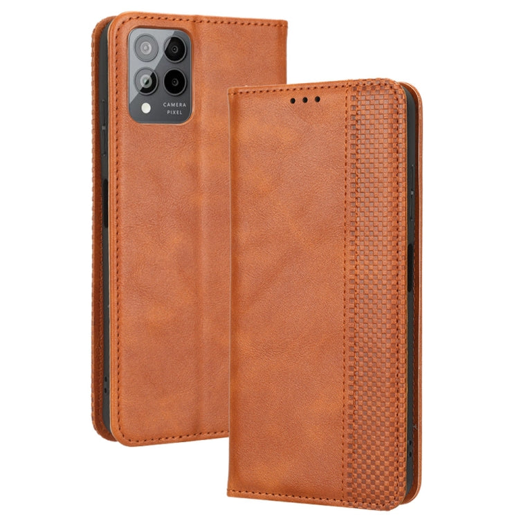 For T-Mobile REVVL 6 Pro 5G Magnetic Buckle Retro Texture Leather Phone Case