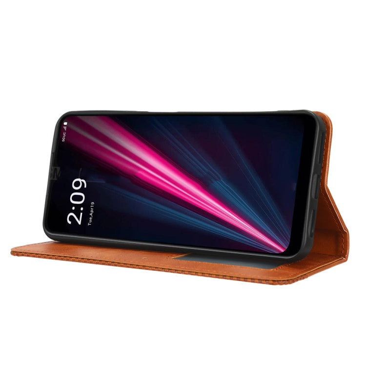 For T-Mobile REVVL 6 Pro 5G Magnetic Buckle Retro Texture Leather Phone Case