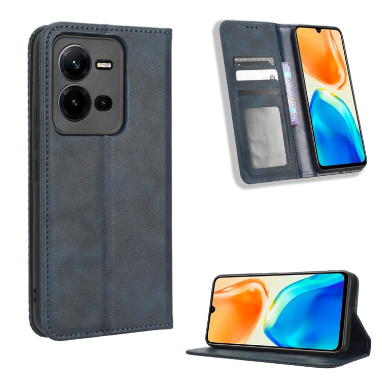 For vivo V25 5G /  X80 Lite Magnetic Buckle Retro Texture Leather Phone Case