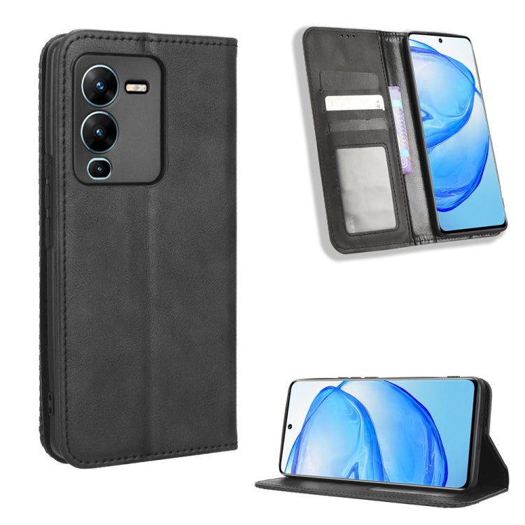 For vivo V25 Pro / S15 Pro Magnetic Buckle Retro Texture Leather Phone Case