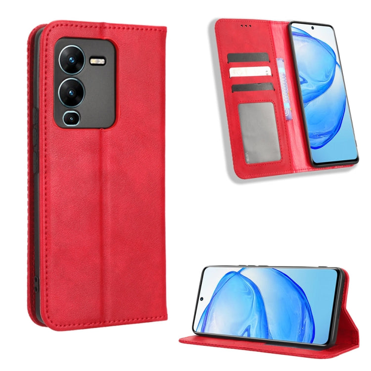 For vivo V25 Pro / S15 Pro Magnetic Buckle Retro Texture Leather Phone Case