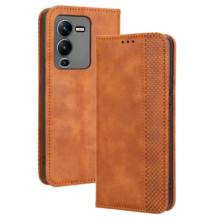 For vivo V25 Pro / S15 Pro Magnetic Buckle Retro Texture Leather Phone Case