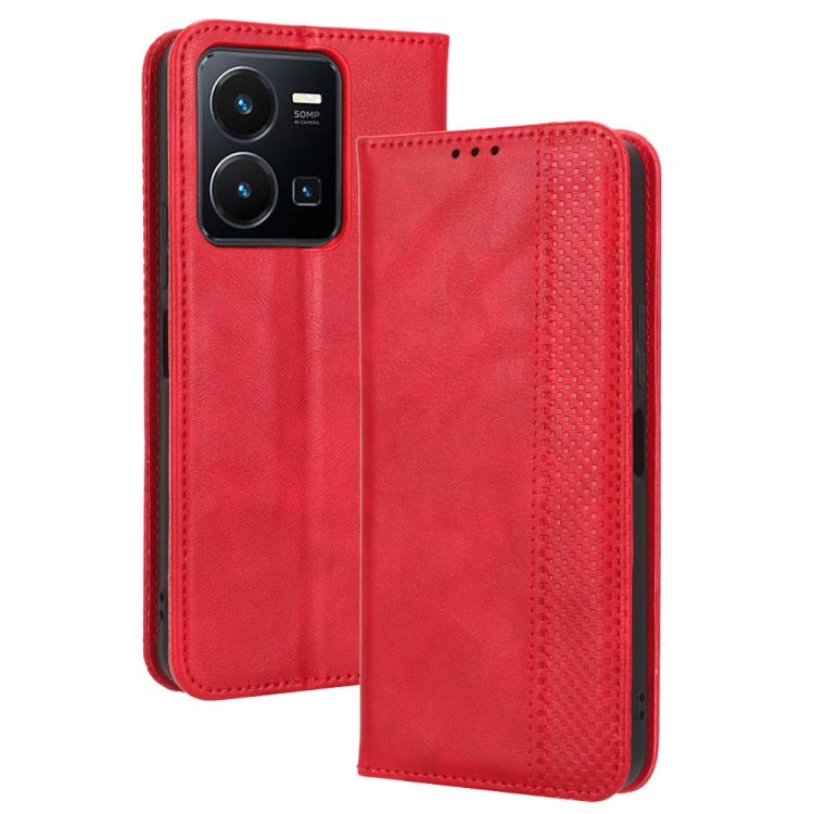 For vivo Y35 4G / Y22s 4G / Y22 4G 2022 Magnetic Buckle Retro Texture Leather Phone Case