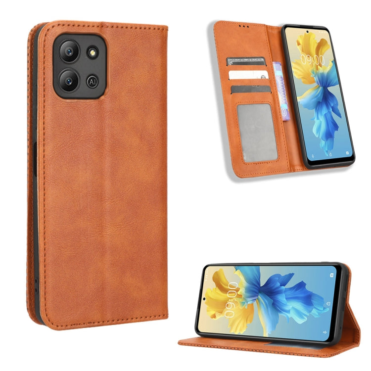 For Infinix Hot 11 2022 X675 Magnetic Buckle Retro Texture Leather Phone Case