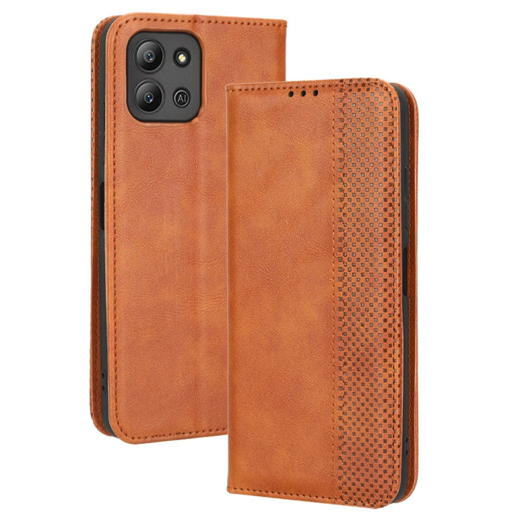 For Infinix Hot 11 2022 X675 Magnetic Buckle Retro Texture Leather Phone Case