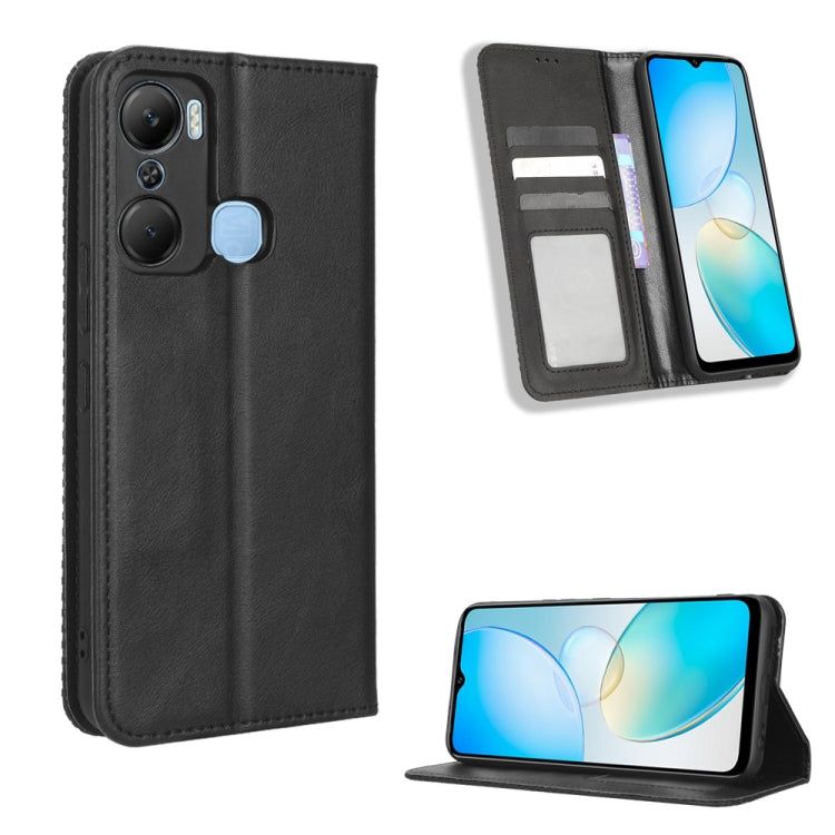 For Infinix Hot 12 Pro X668C Magnetic Buckle Retro Texture Leather Phone Case