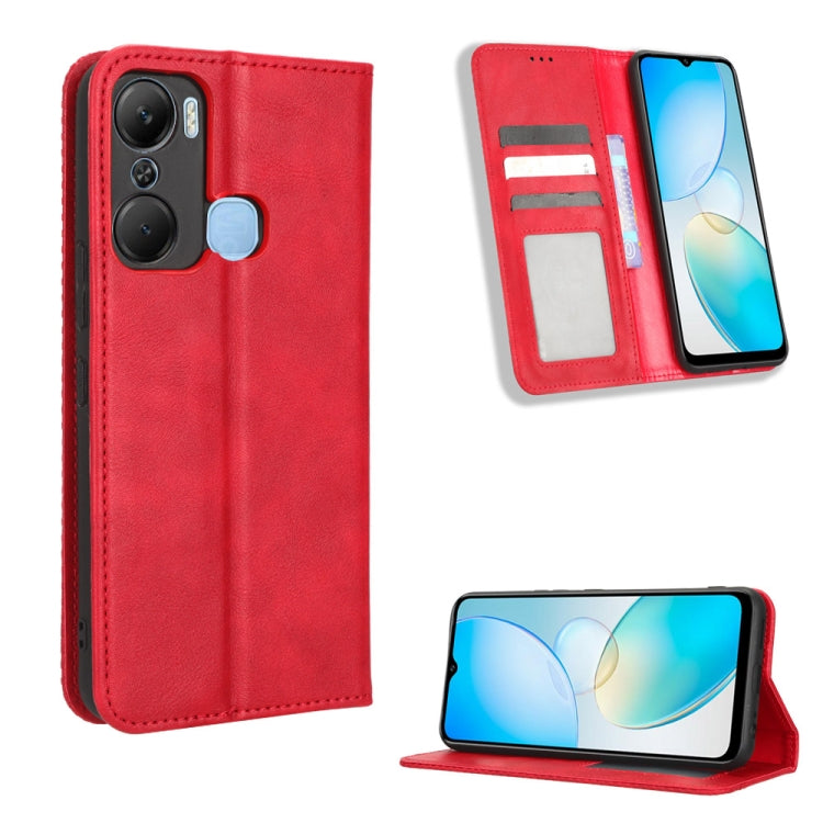 For Infinix Hot 12 Pro X668C Magnetic Buckle Retro Texture Leather Phone Case