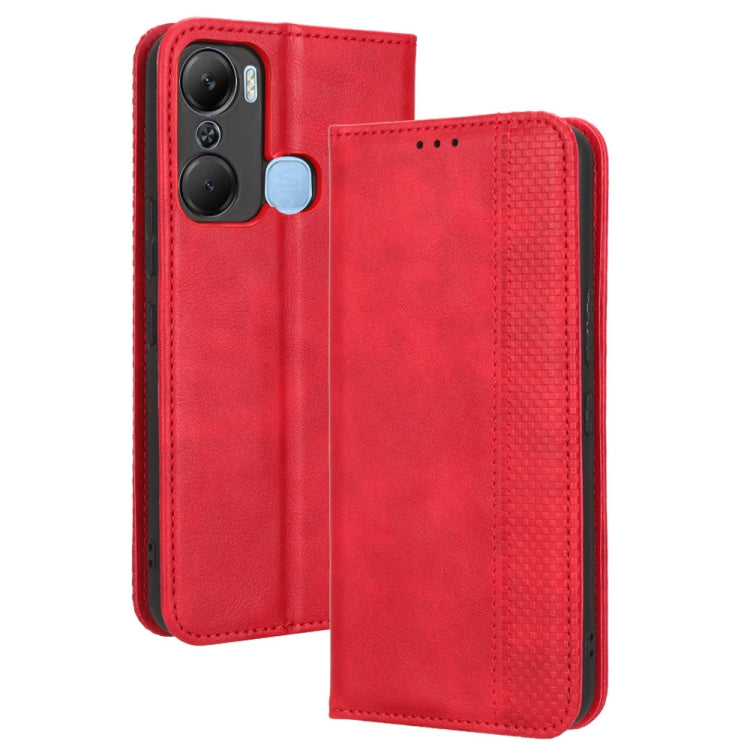 For Infinix Hot 12 Pro X668C Magnetic Buckle Retro Texture Leather Phone Case