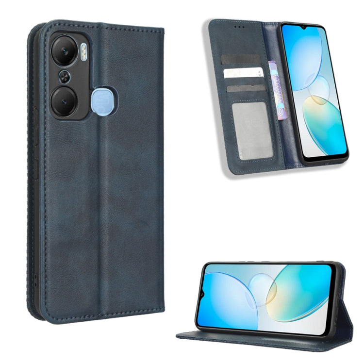 For Infinix Hot 12 Pro X668C Magnetic Buckle Retro Texture Leather Phone Case