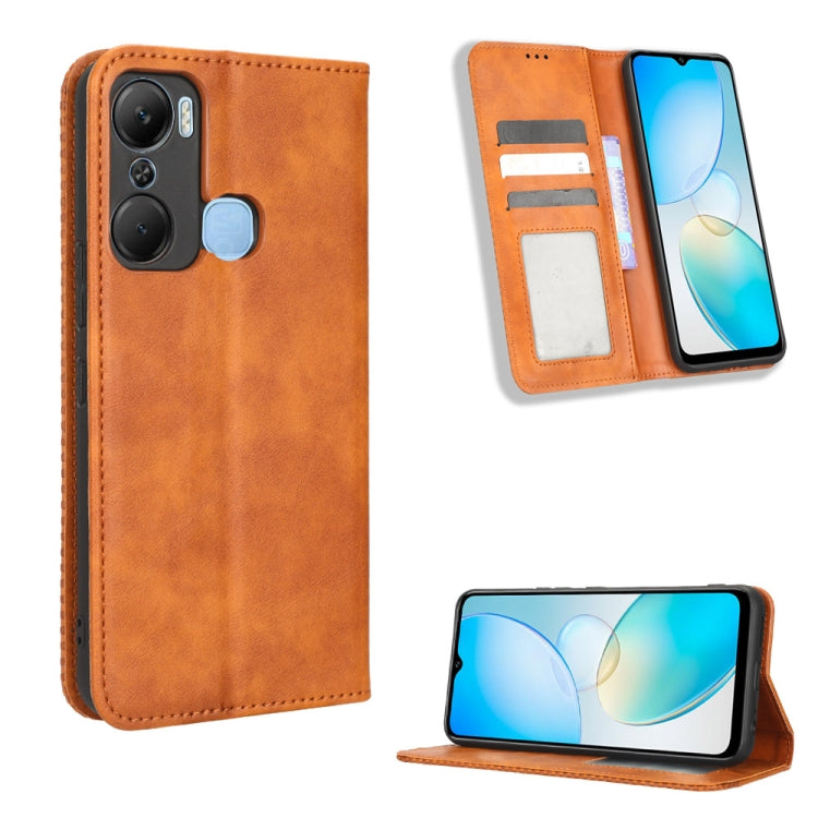 For Infinix Hot 12 Pro X668C Magnetic Buckle Retro Texture Leather Phone Case