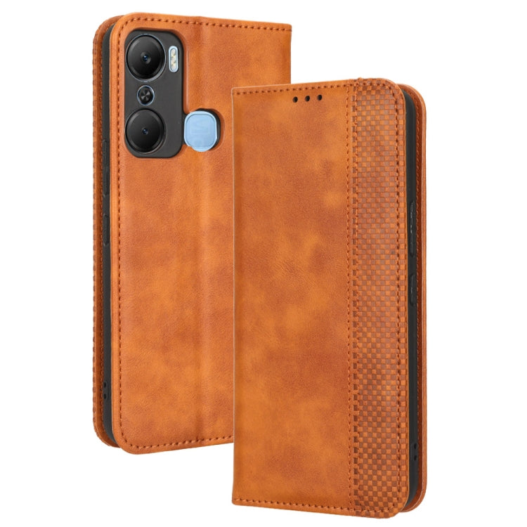 For Infinix Hot 12 Pro X668C Magnetic Buckle Retro Texture Leather Phone Case