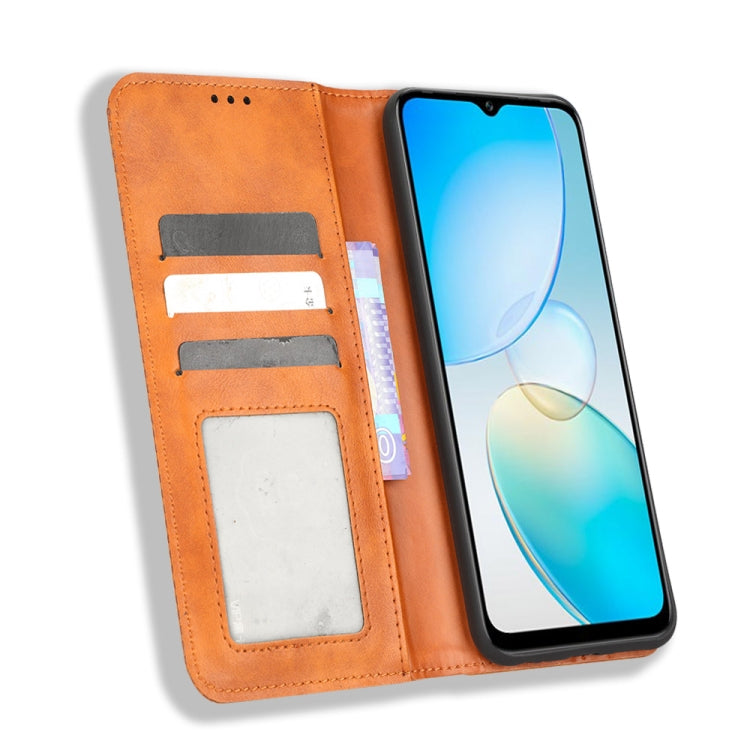 For Infinix Hot 12 Pro X668C Magnetic Buckle Retro Texture Leather Phone Case