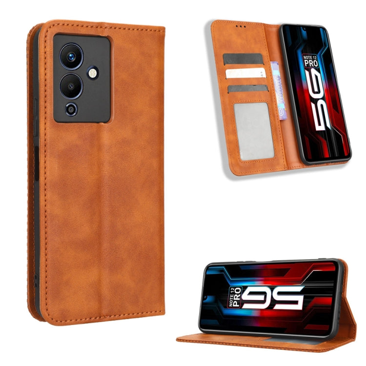For Infinix Note 12 5G / Note 12 Pro 5G Magnetic Buckle Retro Texture Leather Phone Case