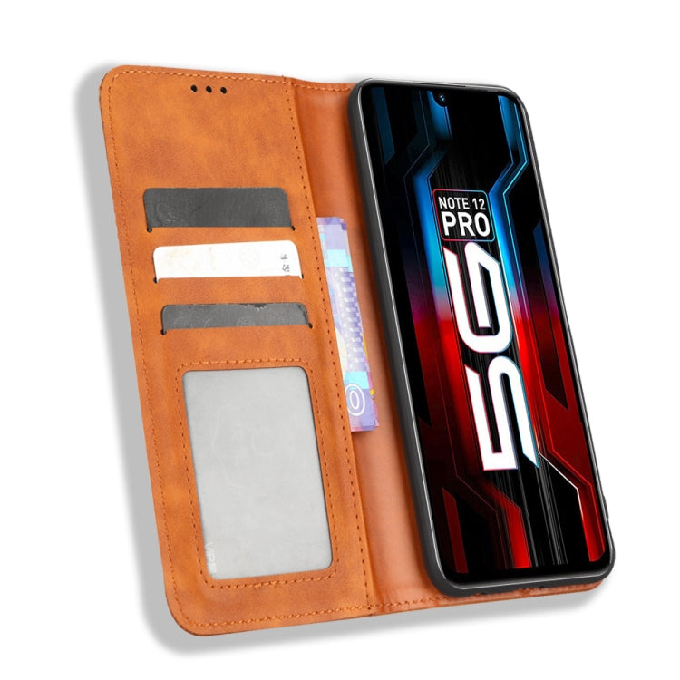 For Infinix Note 12 5G / Note 12 Pro 5G Magnetic Buckle Retro Texture Leather Phone Case