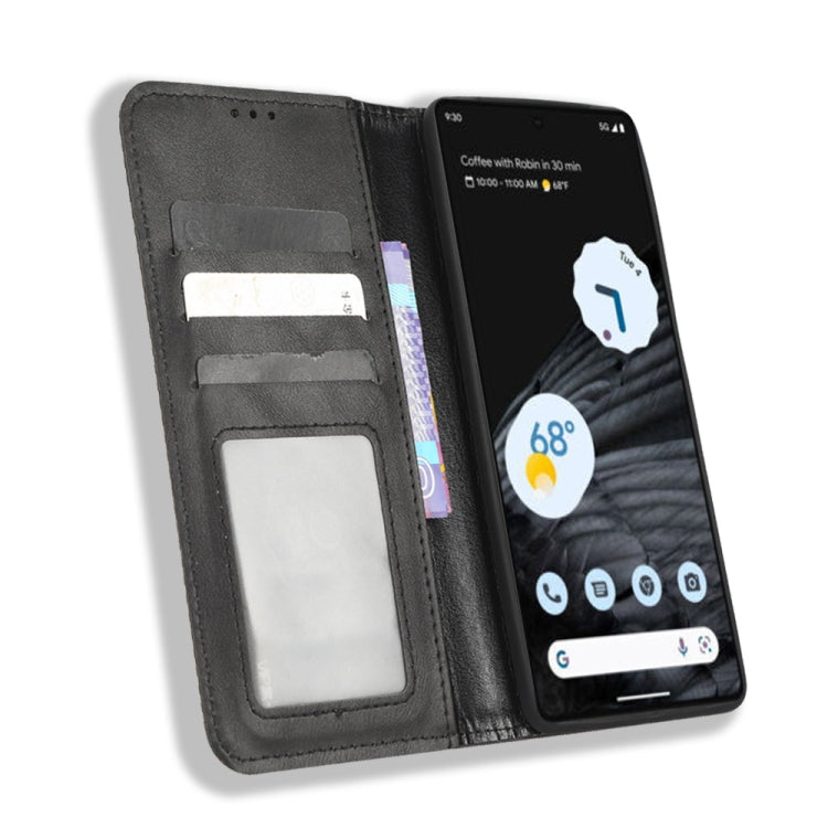 For Google Pixel 7 Pro 5G Magnetic Buckle Retro Texture Leather Phone Case