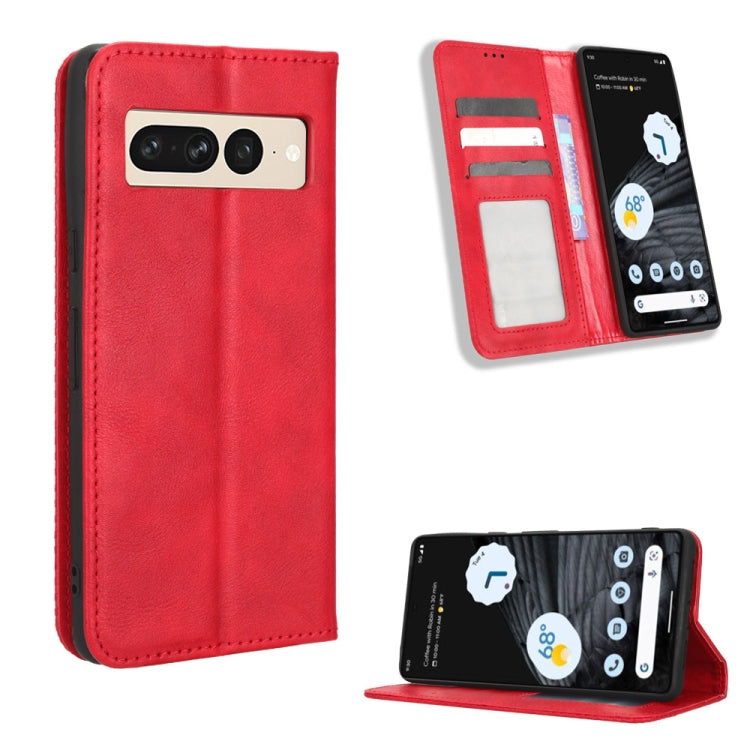 For Google Pixel 7 Pro 5G Magnetic Buckle Retro Texture Leather Phone Case